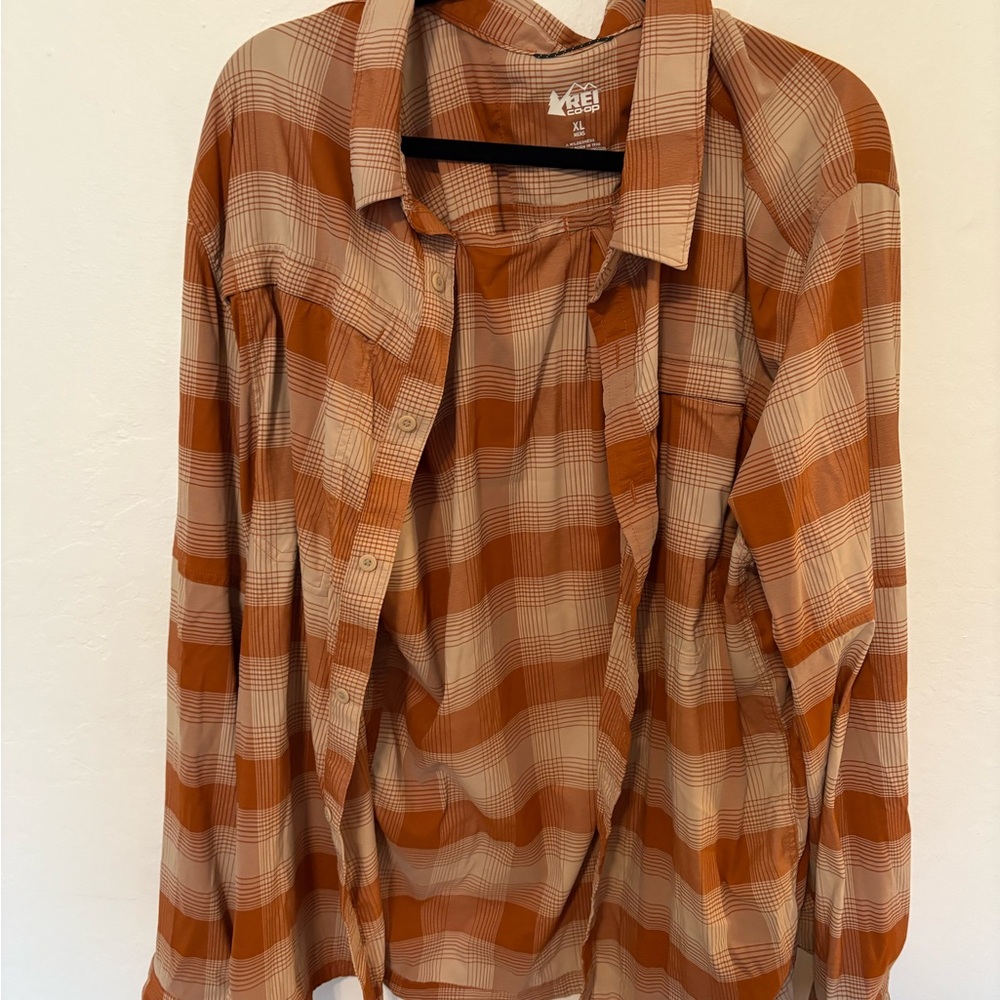 REI Co-op Men's Orange Plaid Shirt